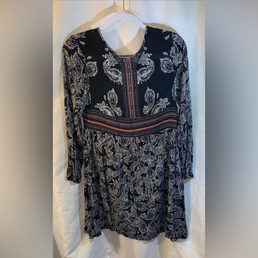 C EST. 1946 Peasant Paisley Long Sleeve Lined Dress Pockets XS Free Spirit